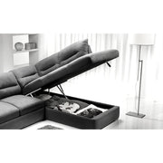 Canapé d'angle Stefy avec péninsule de rangement à gauche 268x212