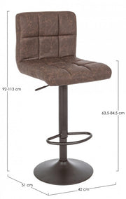 Tabouret de bar vintage simili cuir marron Greyson 42 x 51 x 92 cm