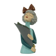 Vase femme fleur bleu résine cm16,5x12h32