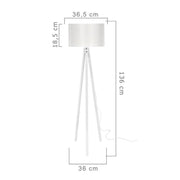 (2c) Lampadaire tripode en bois et tissu blanc RODI 36x h136 cm