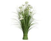 Bouquet de Fleurs artificielles en polyester blanc et vert