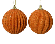 Décoration de Noël Boule en Mousse avec Paillettes et Perles, 2 pièces, couleur cuivre rouge, ø 8cm