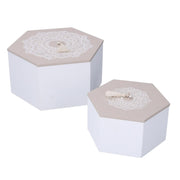 Boîte en bois 1-2 mandala blanc hexagone 19,5x19,5h10,5 cm