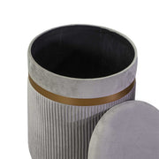 Pouf velours 1-2 gris clair cm ø39h49