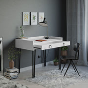 Bureau à l'éponge blanc avec les jambes noires et le tiroir h 81,40 x p 61,80 x l 100 cm