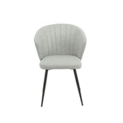 Chaise Rembourrée Krid en Tissu Gris Clair avec Pieds en Métal Noir L 44 x P 41 x H 82 cm