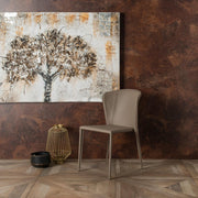 Chaise en similicuir et assise gris tourterelle 49x56x82h cm