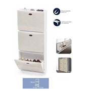 Étagère à chaussures modulable avec portes à rabat Wave tris blanc 51x17x118 H cm Domopak