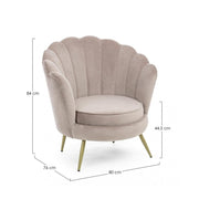 Fauteuil rétro en velours gris clair modèle paon