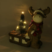 Renne en résine avec traîneau gris cm30x14h32