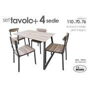 Ensemble de table avec 4 chaises de cuisine table de salon 110 x 70 x 76 h cm