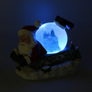 Père Noël traîneau résine led boule de verre avec musique cm19,5x12,5h18