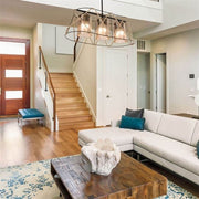 Suspension Gezegen ASZ0986 3 lumières métal noir et corde