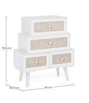 Commode de salon en MDF avec quatre tiroirs Blanc MONTIEL 60x30,5x h70,5 cm