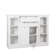Buffet avec vitrine 4 portes 2 tiroirs blanc 160x40xh.120cm