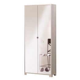 Armoire polyvalente mince deux portes miroir huit étagères légères olm 83x29x H190 cm