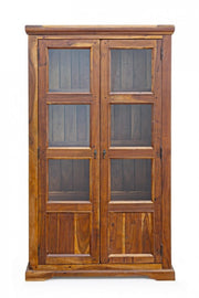 Vitrine 2 portes marron en bois de style rustique