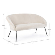 Canapé velours blanc acier Aiko Velvet 142 x 80 x 75 cm