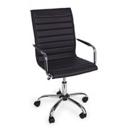 Fauteuil de bureau PERTH noir, accoudoirs réglables en hauteur et roulettes en simili cuir