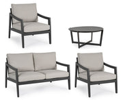 Salon de jardin 4 pièces gris anthracite Sirenus avec coussins