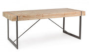 Table urbaine industrielle Garrett avec plateau en bois