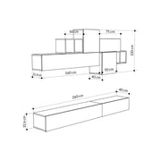Parete attrezzata 260 cm anthracite et blanc vintage