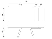 Table extensible 170/270x90 cm gris foncé