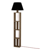 Lampadaire avec Étagère Chêne et Abat-jour Noir 23,5x15x163,5 cm