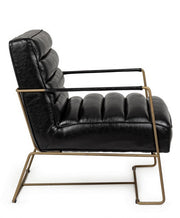 Fauteuil avec structure en acier peint et assise recouverte de simili cuir noir 62,5x74x80-45-56h cm