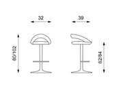 Tabouret en similicuir rouge 39x32x80/102h cm