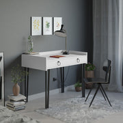 Bureau à l'éponge blanc avec les jambes noires et le tiroir h 81,40 x p 61,80 x l 100 cm