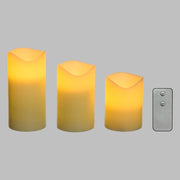 Set 3 Bougies Avorio LED IR Ø75xH10-12,5-15cm