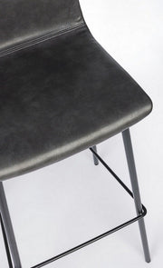 Tabouret de bar acier vintage simili cuir anthracite Kyra 39 x 44 x 103,5 cm