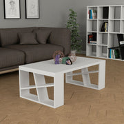 Table basse rectangulaire Honey, blanc, L 105 x P 60 x H 40 cm