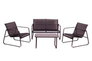 Set 4 Divano poltrone e tavolino Nero 165X65X112Cm