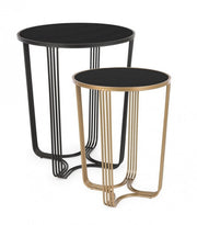 Set 2 tables basses métal style design doré-noir