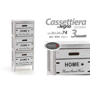 Tiroir maison maison blanc shabby bois 3 tiroirs 30 x 24 x 74 h cm