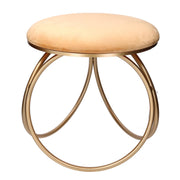 Pouf rond en métal velours ocre cm44x42h43