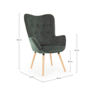 Fauteuil velours velours Juliet vert forêt