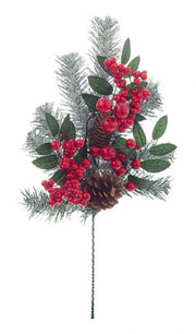 Lot de 12 pics Caryn baies rouges givrées, 51 cm de hauteur