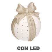 Coffret cadeau or blanc avec led ronde cmø13,5h16