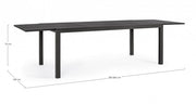 Table d'extérieur HILDE en aluminium Anthracite Extensible 200-300x100x h75 cm