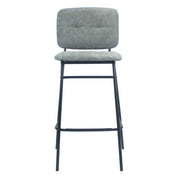 Tabouret en simili cuir gris avec pieds noirs Confortable et moderne