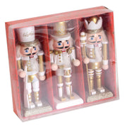 Lot de 3 soldats en bois dorés cm18x16h4,5