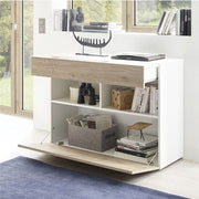 Buffet 1 tiroirs 1 abattant blanc - chêne 111x42xh 82 cm