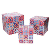 Boîte en similicuir 1-3 motif multicolore carré cm24x24h24