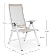 Fauteuil d'extérieur pliant CRUISE Blanc 59x71x h 113 cm