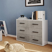 Como' maxi 3 tiroirs en gris ciment en bois mélaminé H.81x L.91x P.45 cm