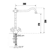 Robinet de cuisine bicommande Paini Nostalgia Baroque or