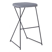 Tabouret de bar en acier et velours Gris KINSLEY 40x46 h76 cm